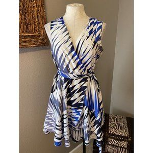 Banana Republic Dress Blue White 10P 10 P Flowing w Pockets Belt